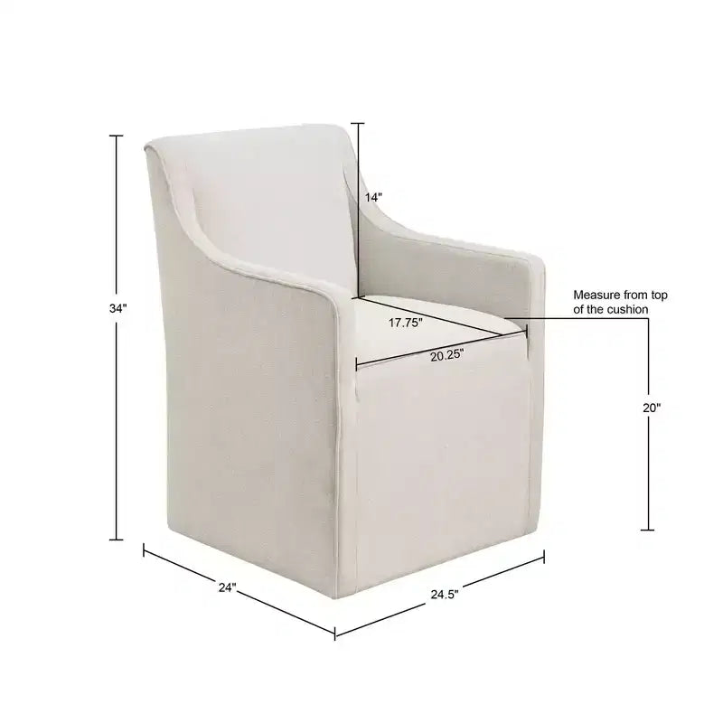 Slipcover Dining Arm Chair with Casters