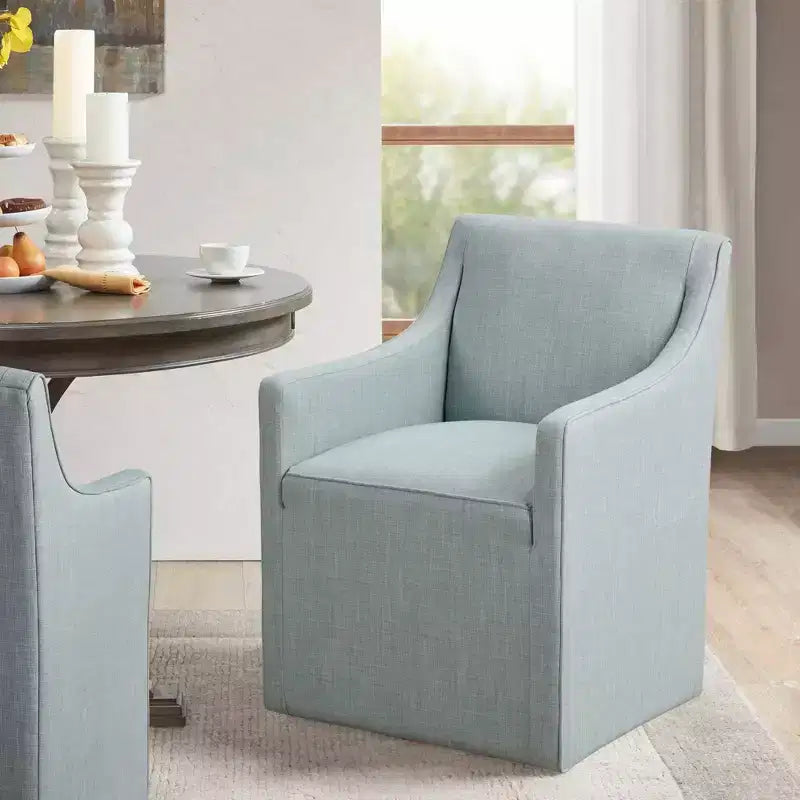 Slipcover Dining Arm Chair with Casters
