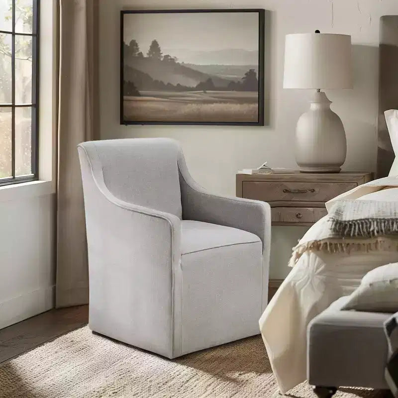 Slipcover Dining Arm Chair with Casters