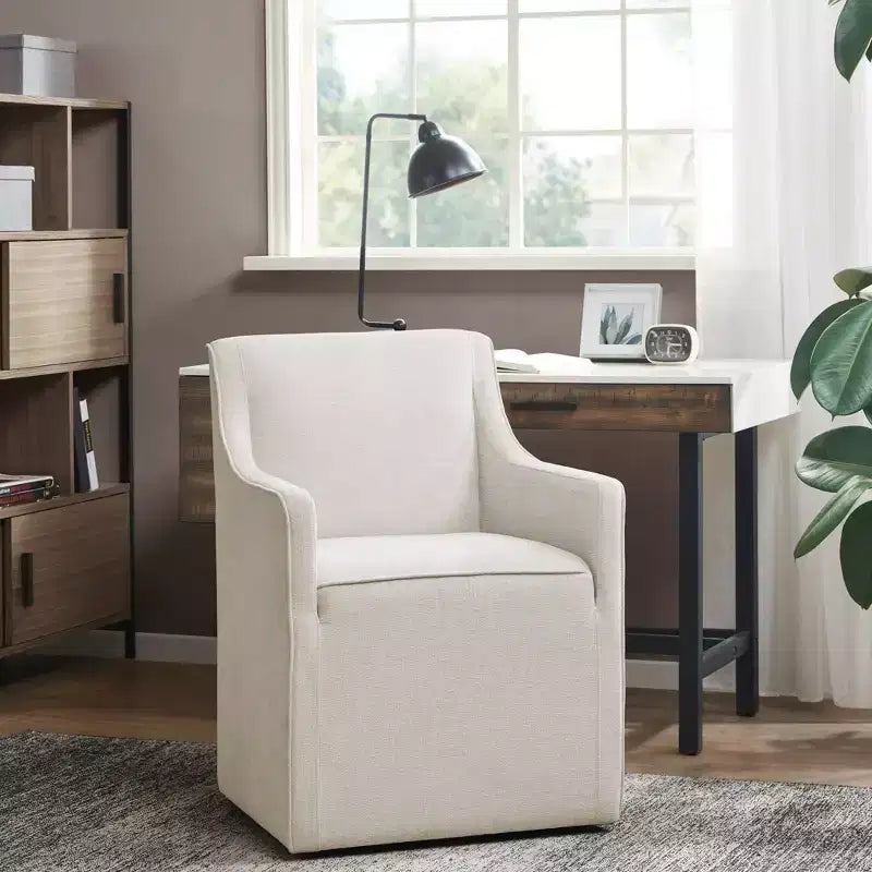 Slipcover Dining Arm Chair with Casters