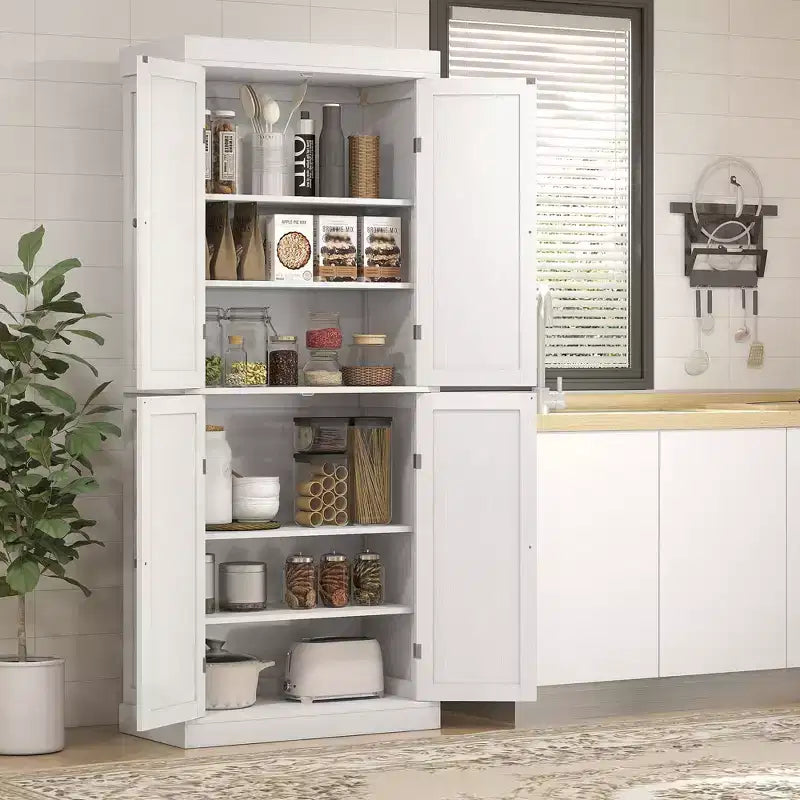 72" Freestanding Kitchen Pantry Cabinet with 2 Doors and Adjustable Shelves