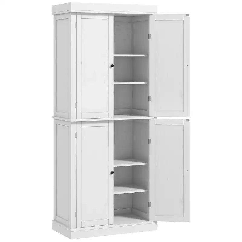 72" Freestanding Kitchen Pantry Cabinet with 2 Doors and Adjustable Shelves