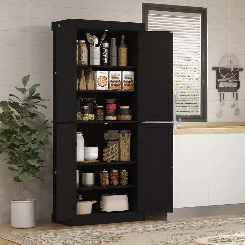 72" Freestanding Kitchen Pantry Cabinet with 2 Doors and Adjustable Shelves