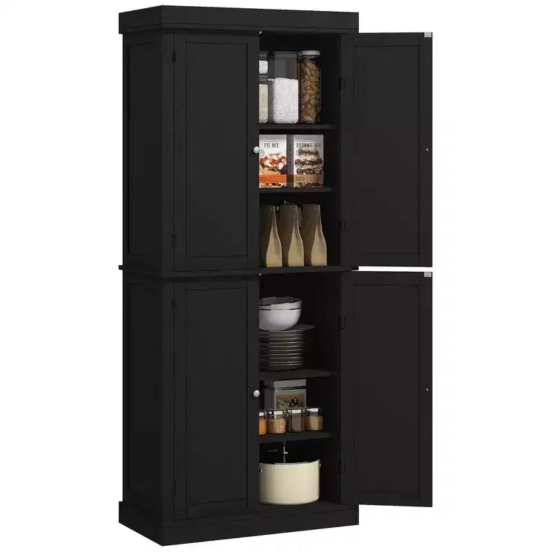 HOMCOM 72 Traditional Freestanding Kitchen Pantry Cupboard with 2 Cabinet, and Adjustable Shelves
