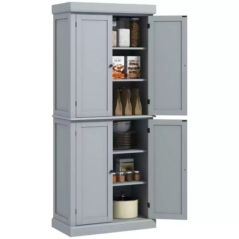 72" Freestanding Kitchen Pantry Cabinet with 2 Doors and Adjustable Shelves