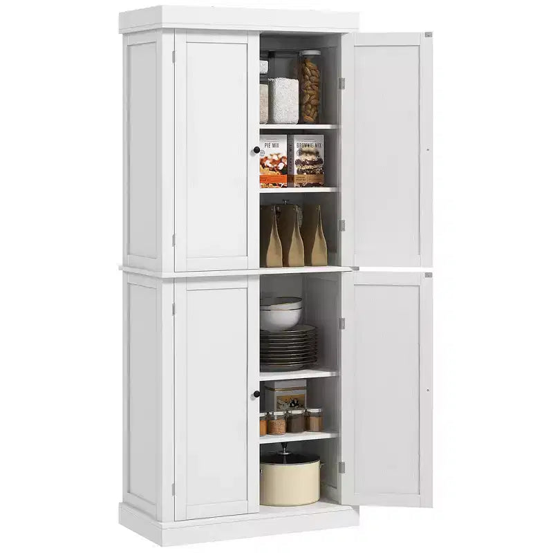 72" Freestanding Kitchen Pantry Cabinet with 2 Doors and Adjustable Shelves