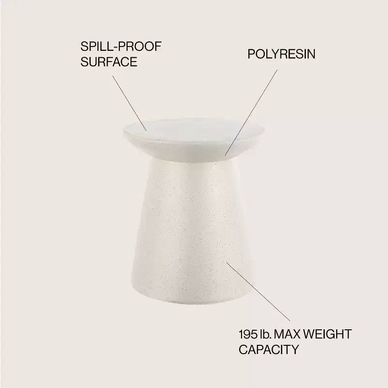 16.25" Round Polyresin Drum Accent Table – Indoor/Outdoor