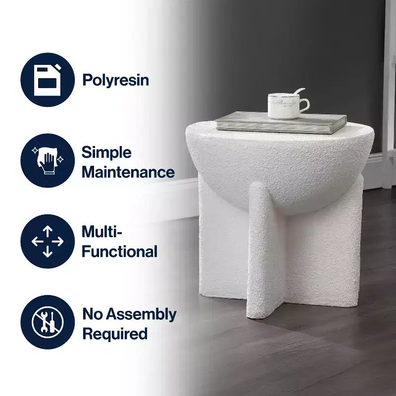 16.25" Round Polyresin Drum Accent Table – Indoor/Outdoor