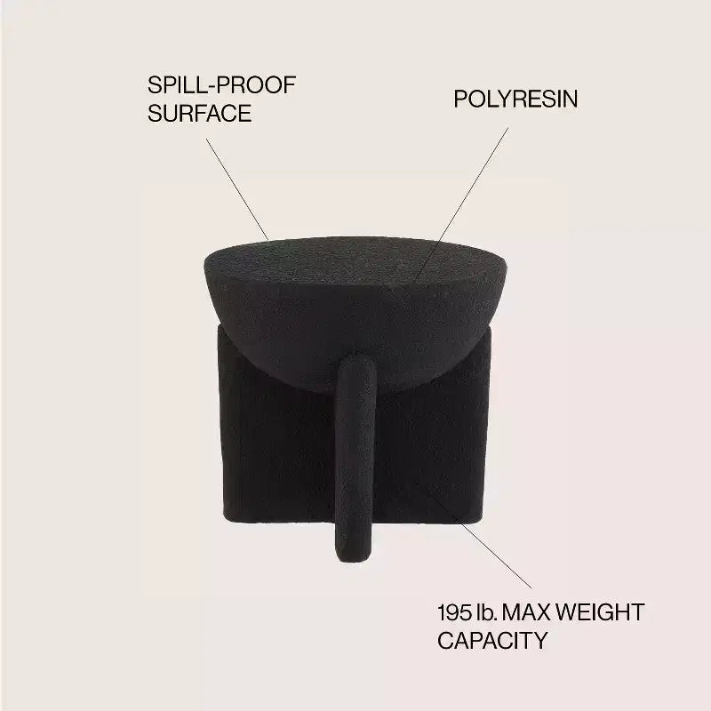 16.25" Round Polyresin Drum Accent Table – Indoor/Outdoor