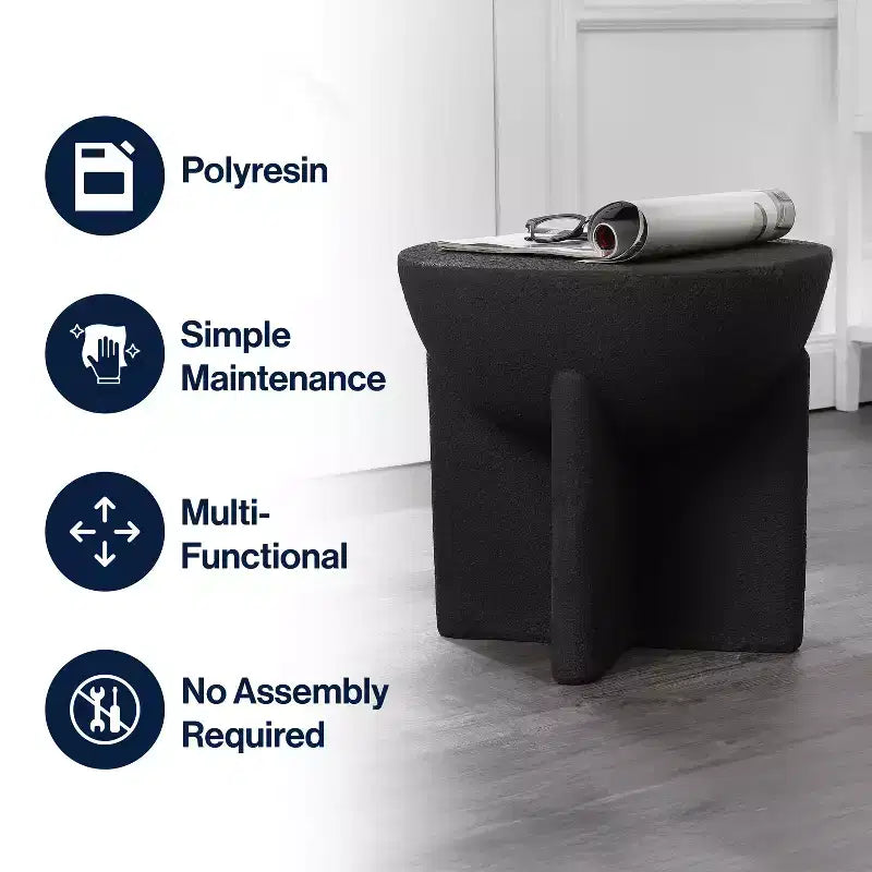 16.25" Round Polyresin Drum Accent Table – Indoor/Outdoor