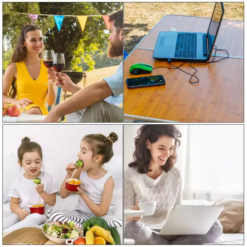 Foldable Portable Laptop Table – White & Green