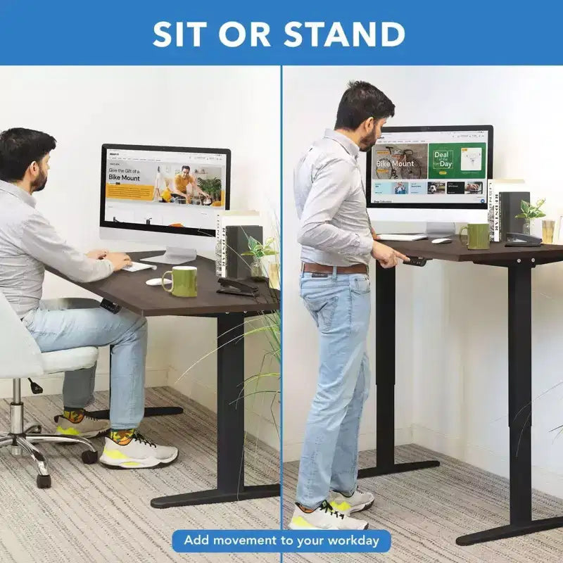 Dual Motor Electric Standing Desk with 55" Tabletop, Black