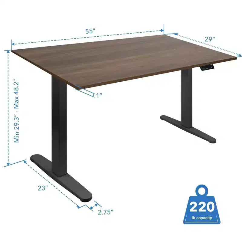 Dual Motor Electric Standing Desk with 55" Tabletop, Black