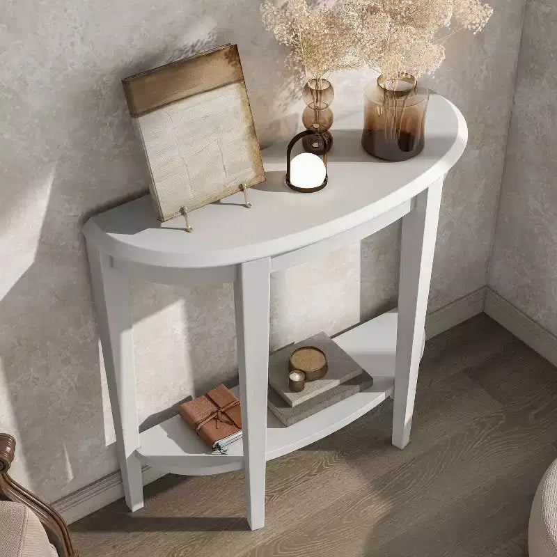 36" Half Moon Console Table with Shelf