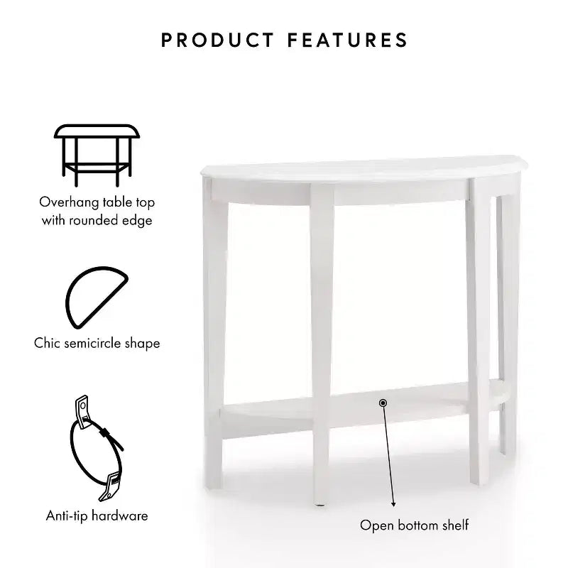 36" Half Moon Console Table with Shelf