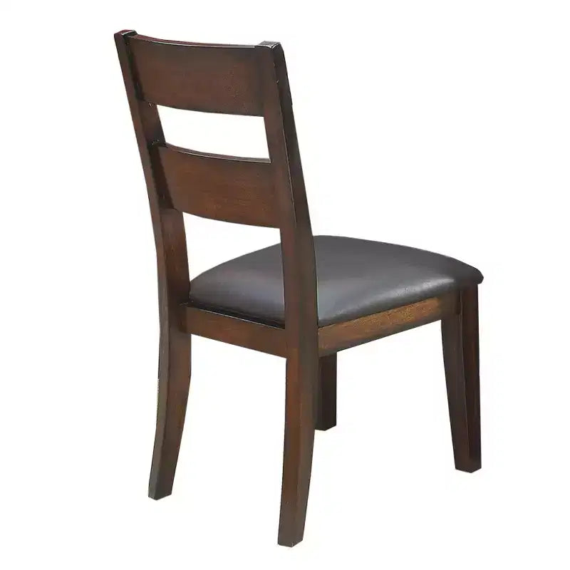 Set of 2 Faux Leather and Wood Dining Side Chairs in Dark Cherry