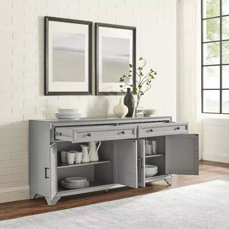 Distressed Sideboard with Storage Doors and Drawers