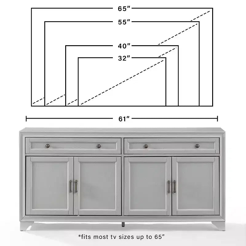 Distressed Sideboard with Storage Doors and Drawers