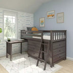Max & Lily Twin-Size Low Loft with Pull-Out Desk and 3-Drawer Dressers