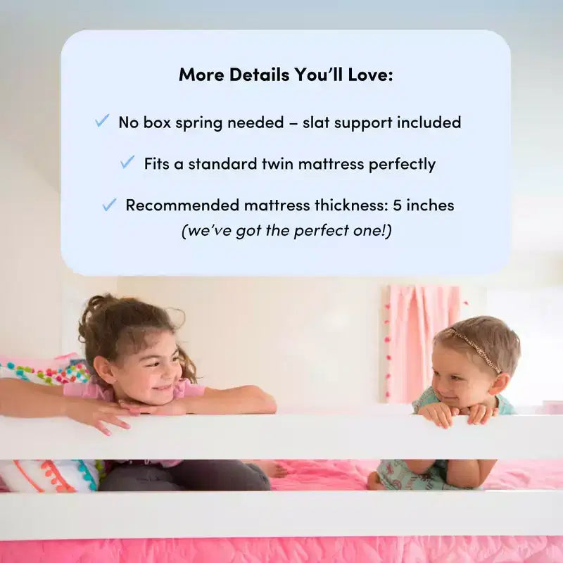 Twin-Size Low Loft Bed with Pull-Out Desk and 3-Drawer Dressers