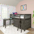 Twin-Size Low Loft Bed with Pull-Out Desk and 3-Drawer Dressers