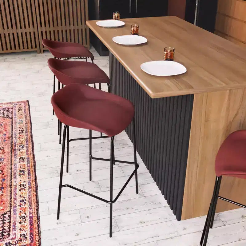 Modern Upholstered Barstool with Iron Frame