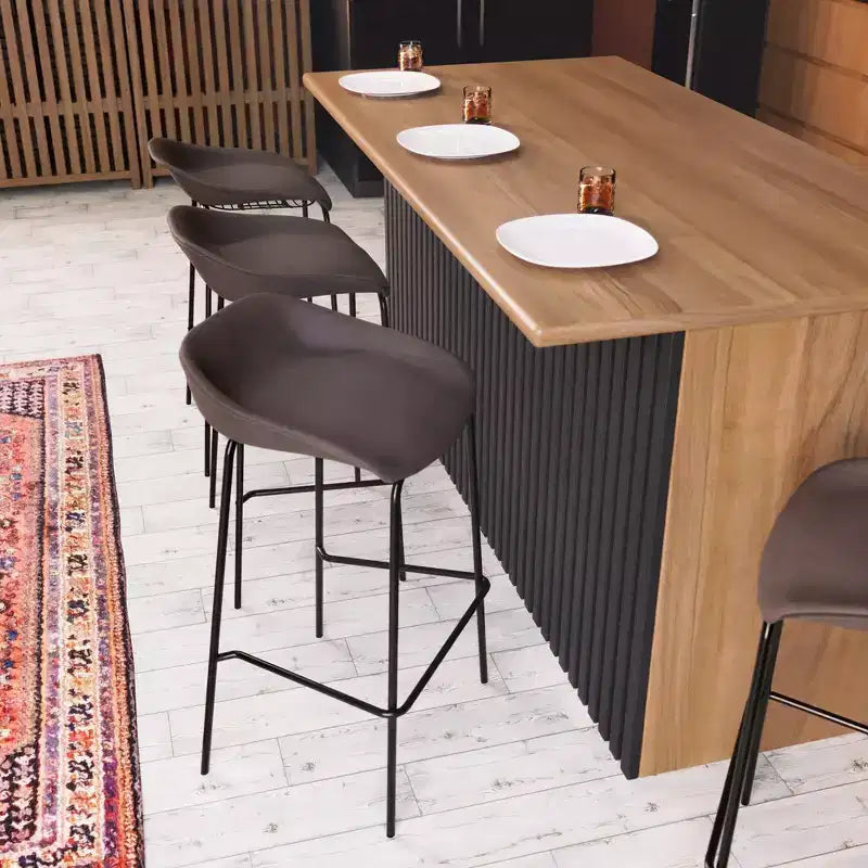 Modern Upholstered Barstool with Iron Frame