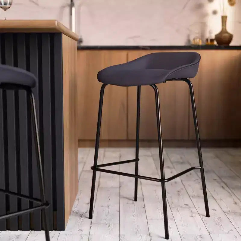 Modern Upholstered Barstool with Iron Frame