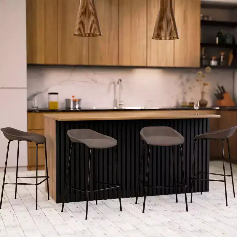 Modern Upholstered Barstool with Iron Frame