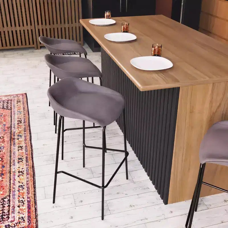 Modern Upholstered Barstool with Iron Frame
