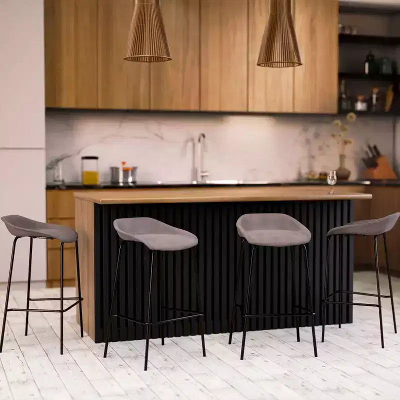 Modern Upholstered Barstool with Iron Frame