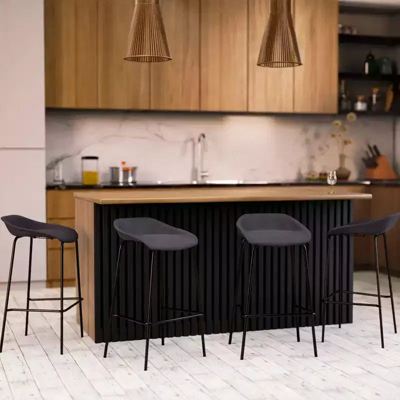 Modern Upholstered Barstool with Iron Frame