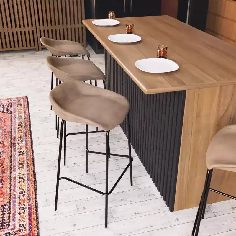 Modern Upholstered Barstool with Iron Frame