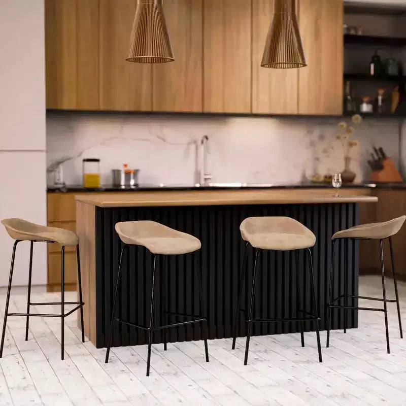 Modern Upholstered Barstool with Iron Frame
