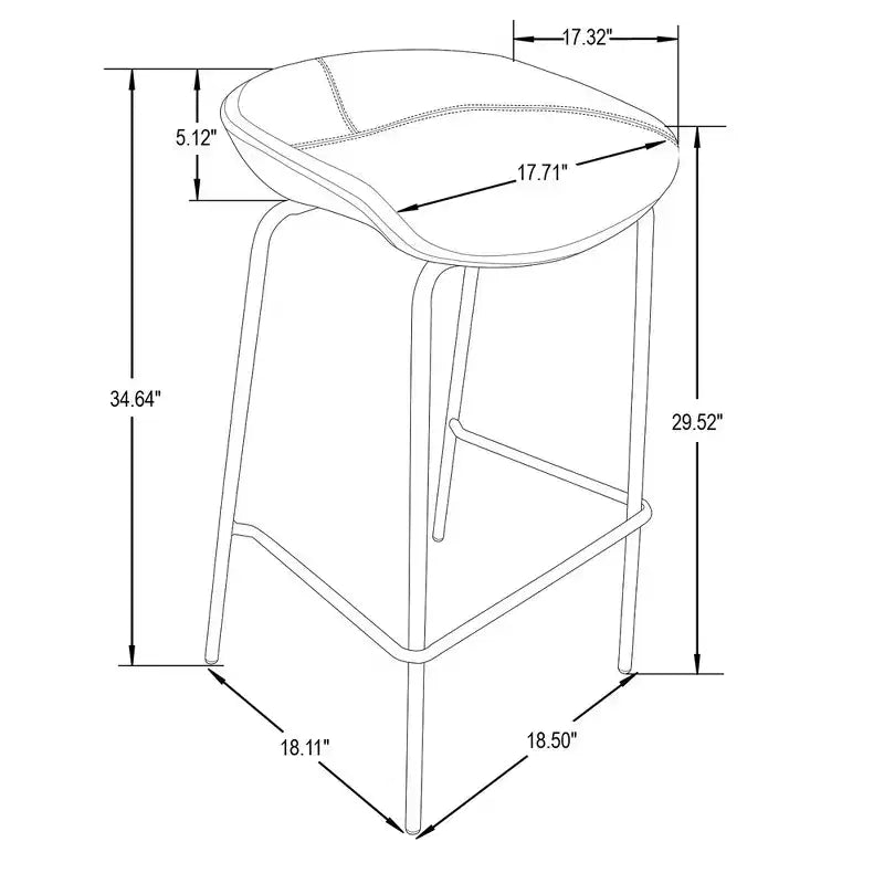 Modern Upholstered Barstool with Iron Frame