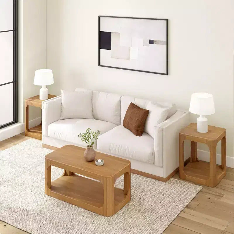 Solid Wood 40" Rectangular Coffee Table with Storage Shelf