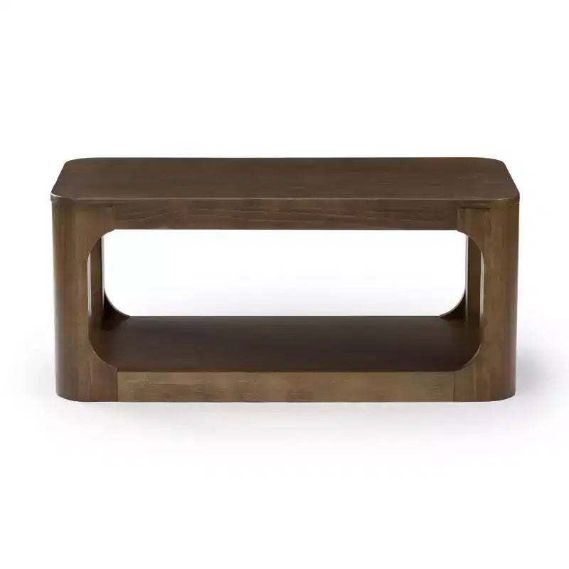 Solid Wood 40" Rectangular Coffee Table with Storage Shelf