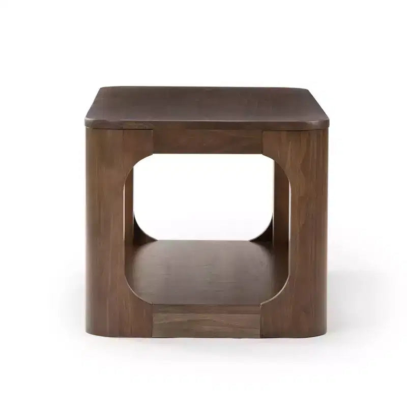 Solid Wood 40" Rectangular Coffee Table with Storage Shelf