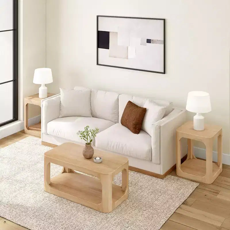 Solid Wood 40" Rectangular Coffee Table with Storage Shelf