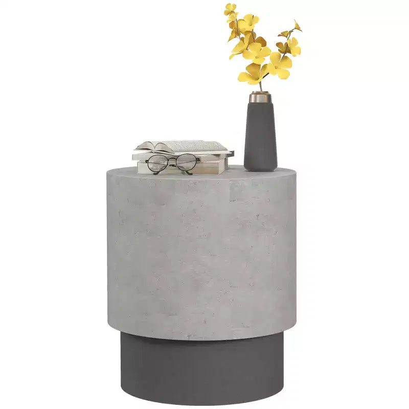 Concrete Round Side Table for Indoor and Outdoor Use, Gray