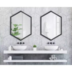 Specchio Esagonale da Parete, 22 x 25 Pollici, Cornice in Plastica