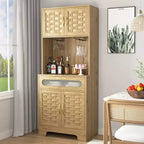 Mobile buffet da cucina a colonna con ante e cassetto, altezza 170/180 cm, naturale