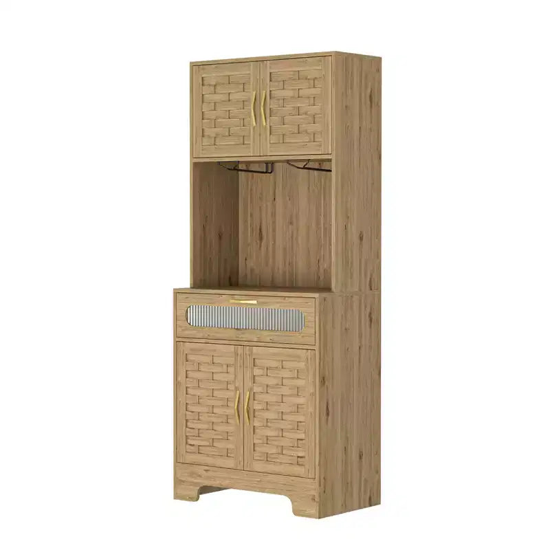 67''/71 Tall Freestanding Kitchen Buffet Cabinet with Doors and Drawer, Natural