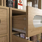 Mobile buffet da cucina a colonna con ante e cassetto, altezza 170/180 cm, naturale