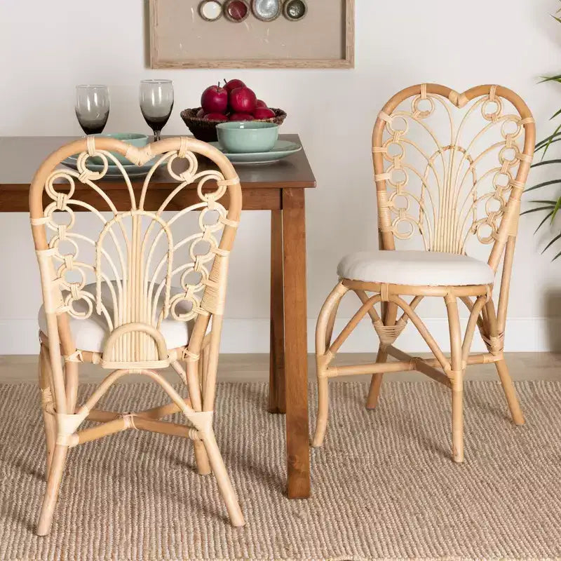 bali & pari Jerica Modern Bohemian Natural Brown Rattan Dining Chair
