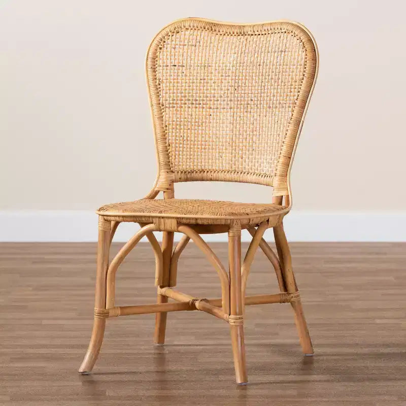 Natural Rattan Dining Chair – Bohemian Style, Fully Assembled