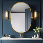 Specchio da bagno ovale con perno e cornice in metallo