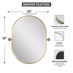 Specchio da bagno ovale con perno e cornice in metallo
