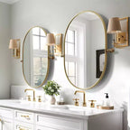 Specchio da bagno ovale con perno e cornice in metallo