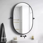 Specchio da bagno ovale con perno e cornice in metallo